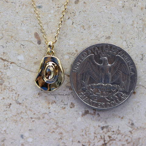 STG 14K Gold Plated Western Cowgirl Hat Pendant Necklace – Trendy Western-Inspired Jewelry