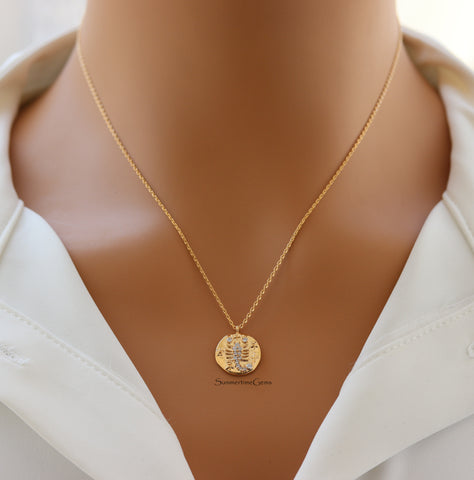STG 18K Gold Plated Scorpio Constellation Zodiac Pendant Necklace (October 23 – November 21) – Bold Astrology Jewelry for Passionate Souls
