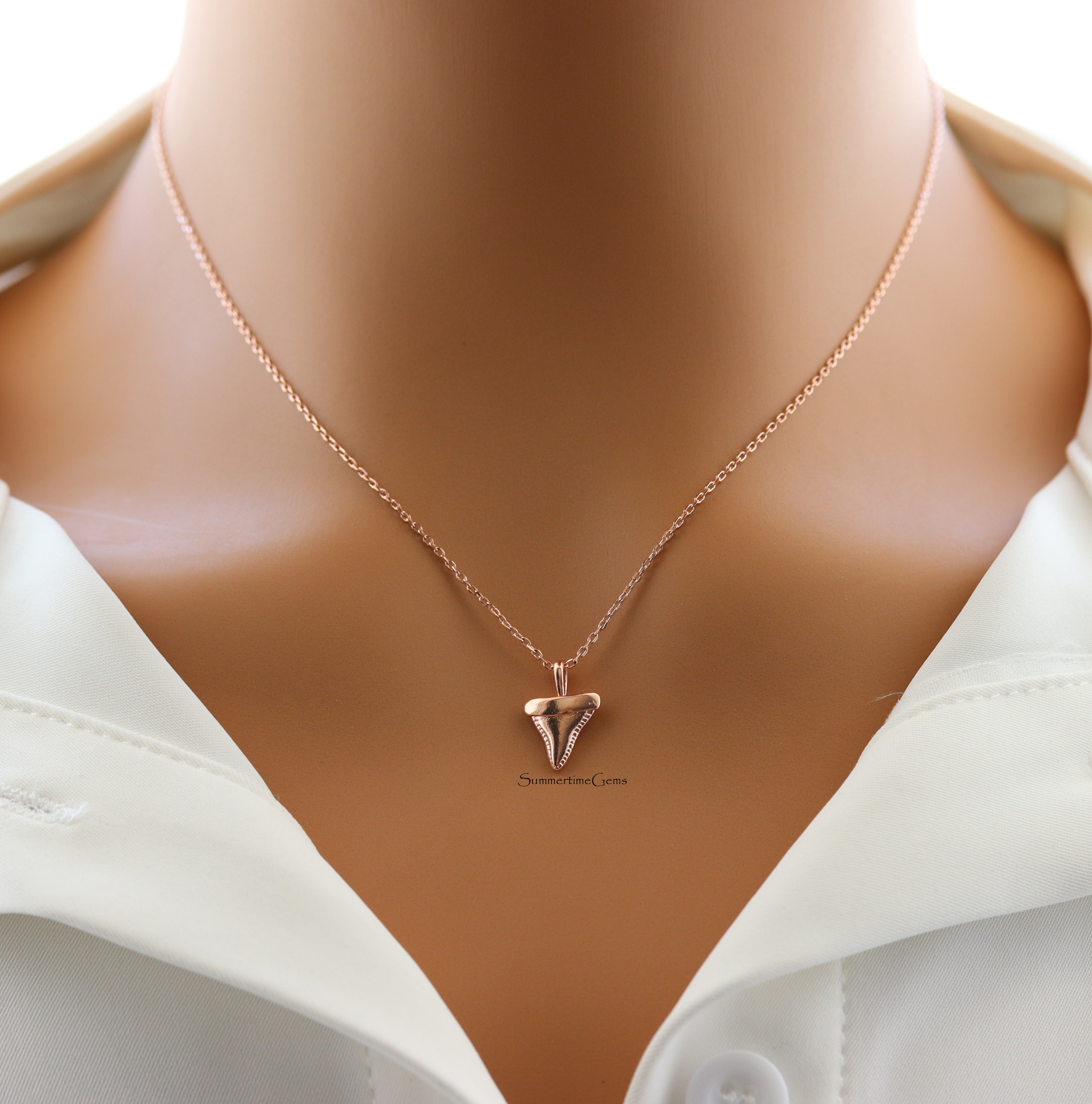 STG 18K Gold Plated Shark Tooth Pendant Necklace – Bold Ocean-Inspired Jewelry for Everyday Edge