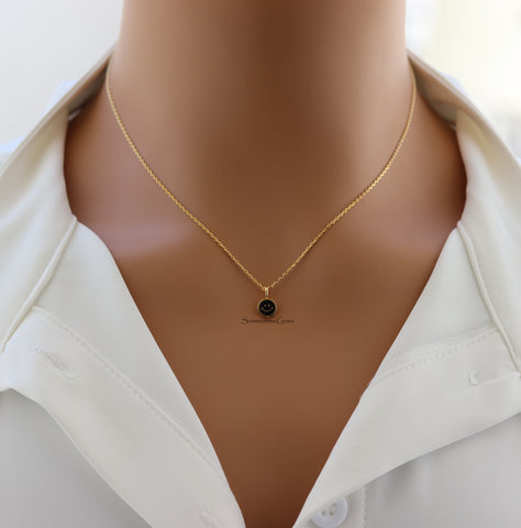 STG 18K Gold Plated Dainty Smiley Face Pendant Necklace – Cheerful & Sparkly Jewelry for Positive Vibes