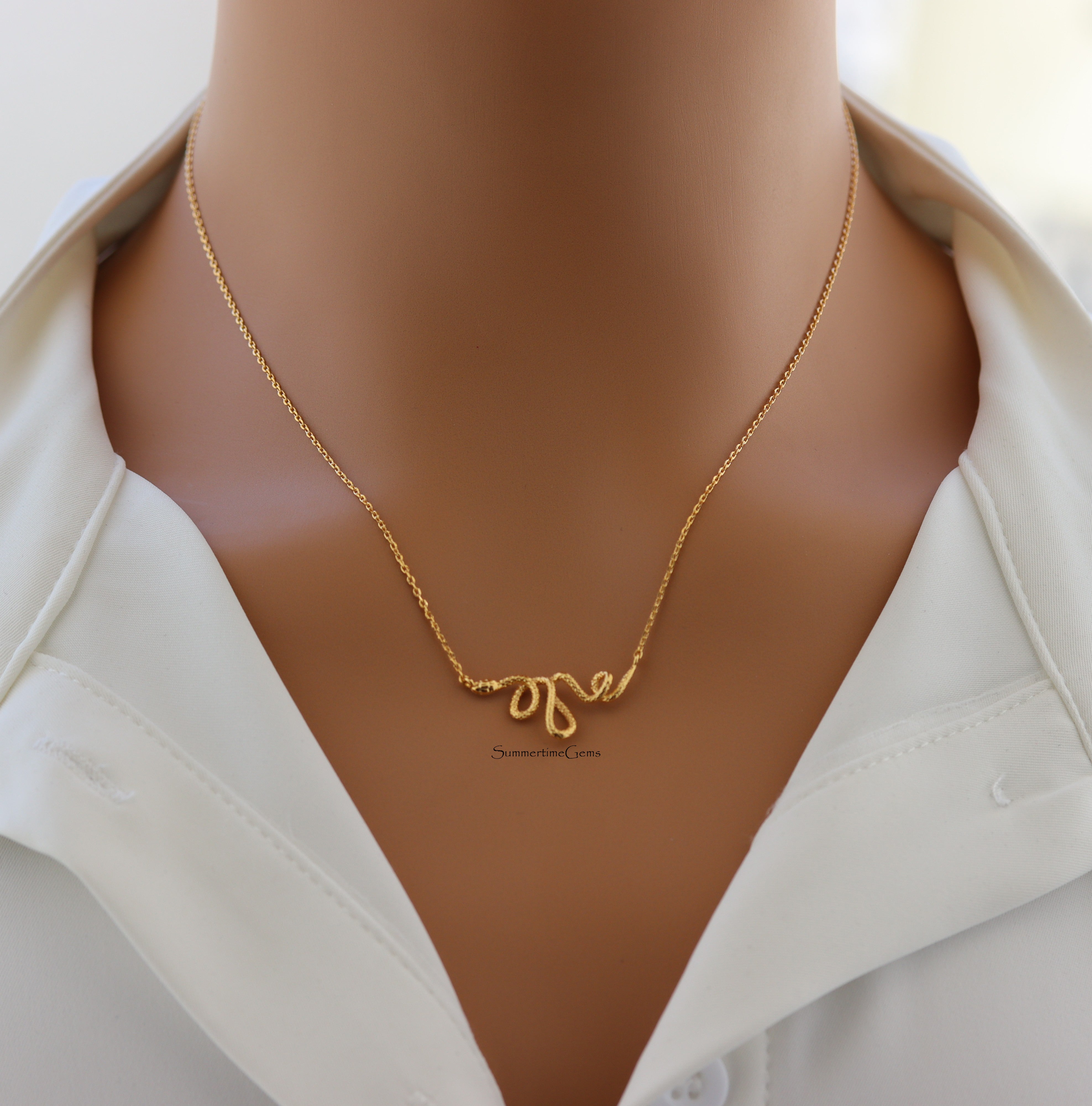 STG 18K Gold Plated 3D Snake Pendant Necklace – Daring, Edgy Serpent Jewelry for Bold Style