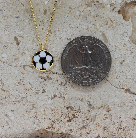 STG 18K Gold Plated Epoxy Soccer Ball Pendant Necklace – Sporty and Stylish Jewelry for Soccer Fans & Players