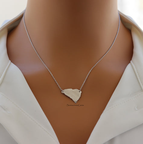 STG 18K Gold Plated Dainty Brushed South Carolina State Pendant Necklace – Minimalist State Pride Jewelry
