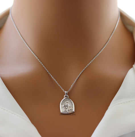 STG 18K Gold Plated St. Anthony Medal Pendant Necklace – Catholic Patron Saint Jewelry for Faith, Protection & Guidance