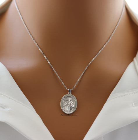 STG 18K Gold Plated St. Thomas Oval Pendant Necklace – Faith-Inspired Religious Jewelry for Everyday Wear