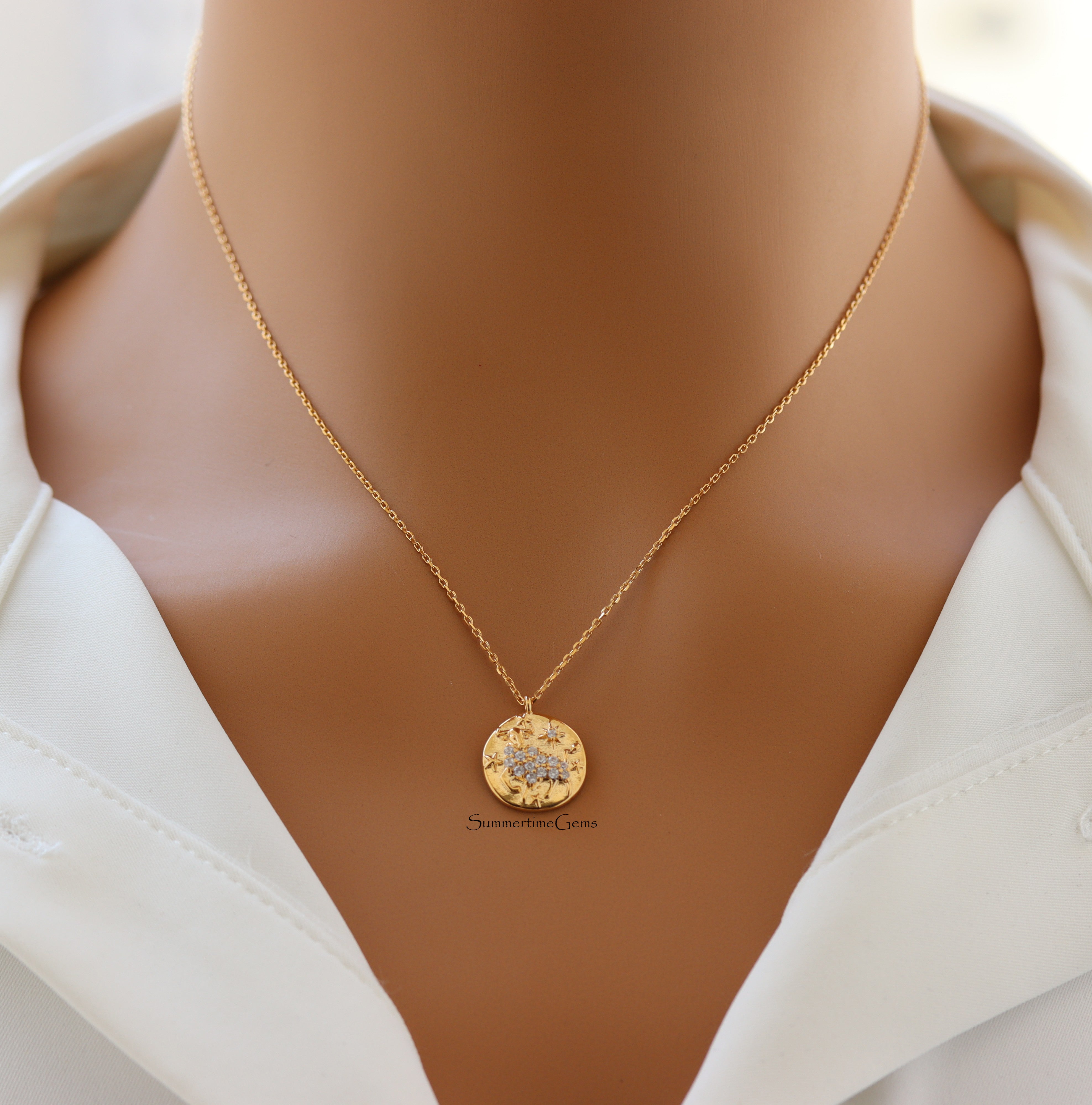 STG 18K Gold Plated Taurus Constellation Zodiac Pendant Necklace (April 20 – May 20) – Elegant Astrology Jewelry for Grounded Souls