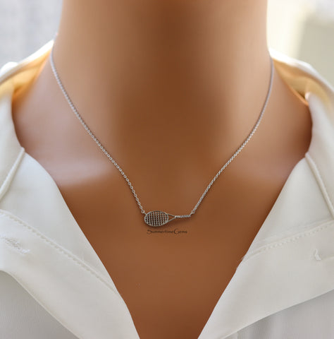 STG 18K Gold Plated Tennis Racket Pendant Necklace – Sporty & Stylish Jewelry for Tennis Lovers