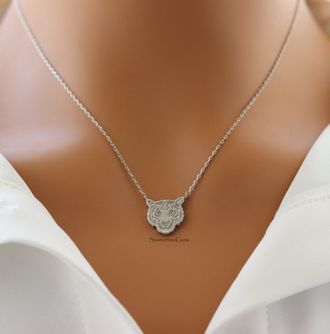 STG 18K Gold Plated Dainty Tiger Head Pendant Necklace – Bold and Fierce Animal Jewelry for Everyday Power