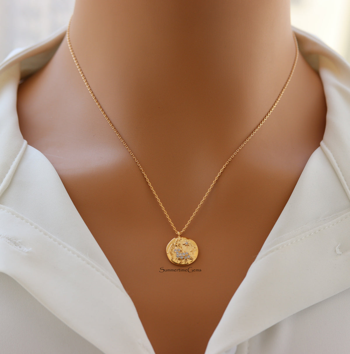 STG 18K Gold Plated Dainty Virgo Constellation Zodiac Pendant Necklace – Elegant Jewelry for Virgo (August 23 - September 22)
