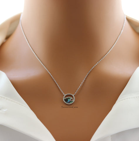 STG 18K Gold Plated Wave Coin Pendant Necklace – Minimalist Ocean-Inspired Necklace for Beach Lovers