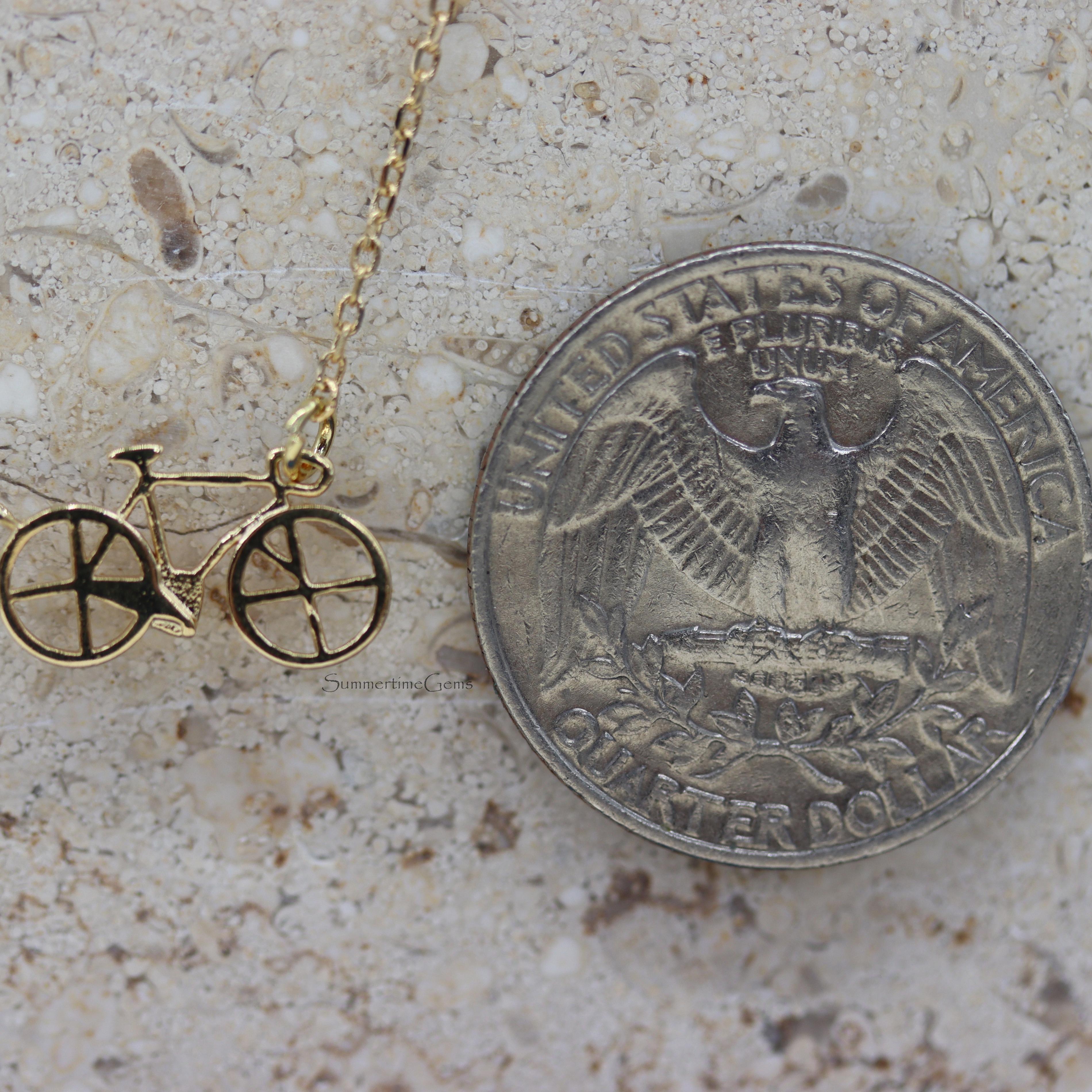 STG 18K Gold Plated Bicycle Charm Pendant Necklace – Fun and Playful Jewelry for Cyclists and Adventure Lovers