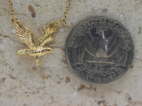 STG 18K Gold Plated Dainty Eagle Pendant Necklace – Symbol of Strength & Freedom | Minimalist Gold Bird Charm