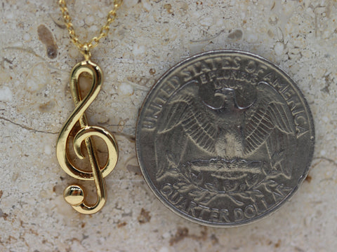 STG 18K Gold Plated Music Note Pendant Necklace – Elegant Jewelry Gift for Musicians and Music Lovers