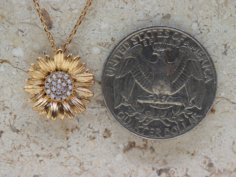 STG 18K Gold Plated Sparkly Sunflower Pendant Necklace – Dainty Floral Jewelry for Bright, Positive Vibes