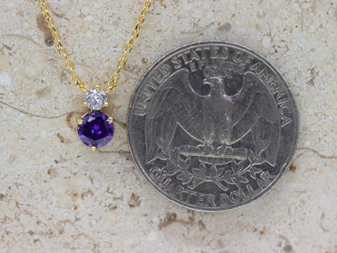 STG 18K Gold Plated February Amethyst Birthstone Pendant Necklace – Elegant Purple Crystal Jewelry for February Birthdays