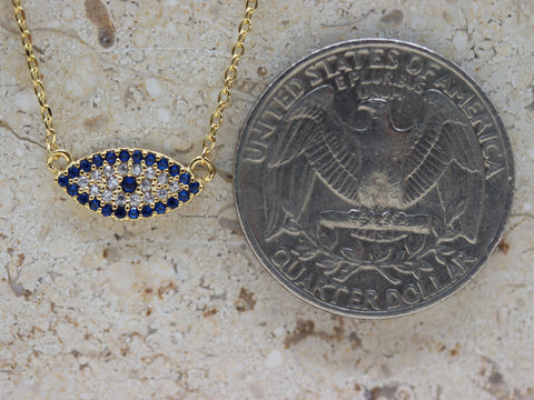 STG 18K Gold Plated Rhinestones Evil Eye Pendant Necklace – Protective & Sparkly Jewelry for Positive Energy