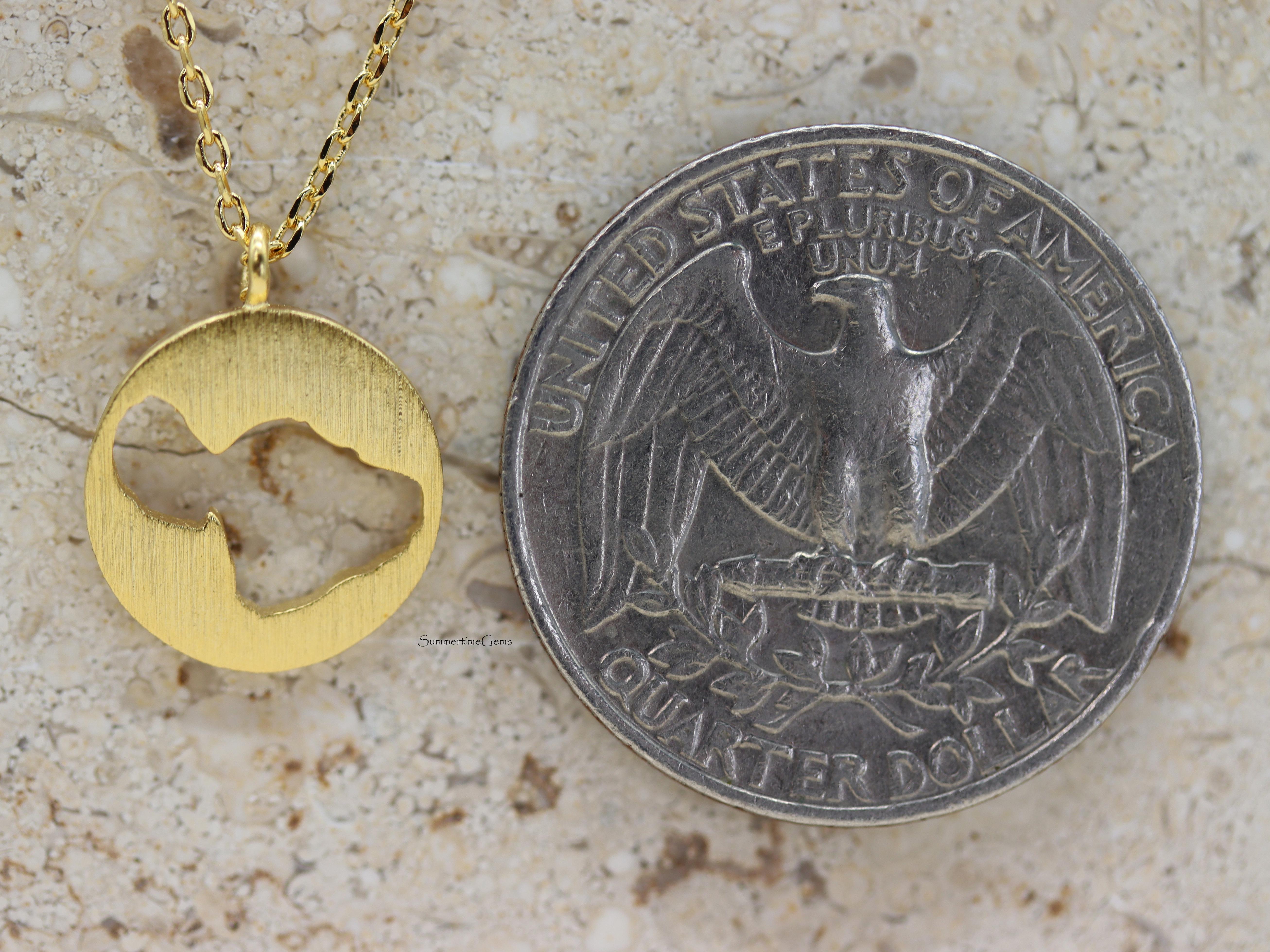 STG 18K Gold Plated Brushed Maui Island Cutout Pendant Necklace – Minimalist Hawaii Jewelry for Tropical Vibes