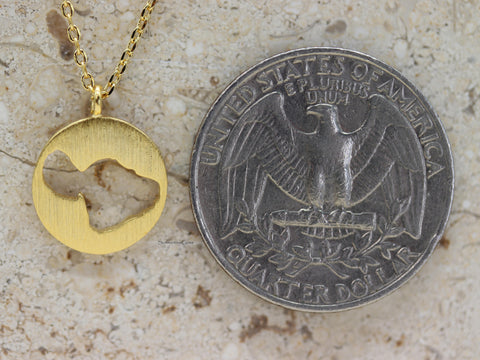 STG 18K Gold Plated Brushed Maui Island Cutout Pendant Necklace – Minimalist Hawaii Jewelry for Tropical Vibes