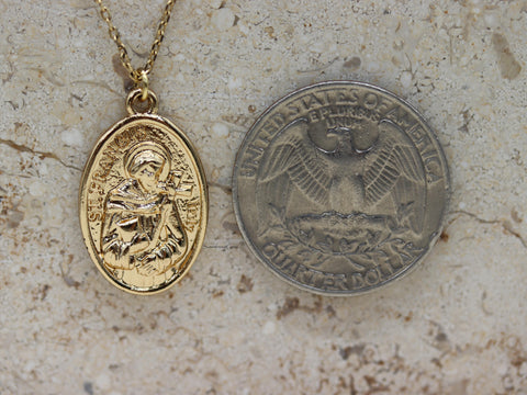 STG 14K Gold Plated St. Francis Oval Pendant Necklace – Meaningful Religious Jewelry for Everyday Faith