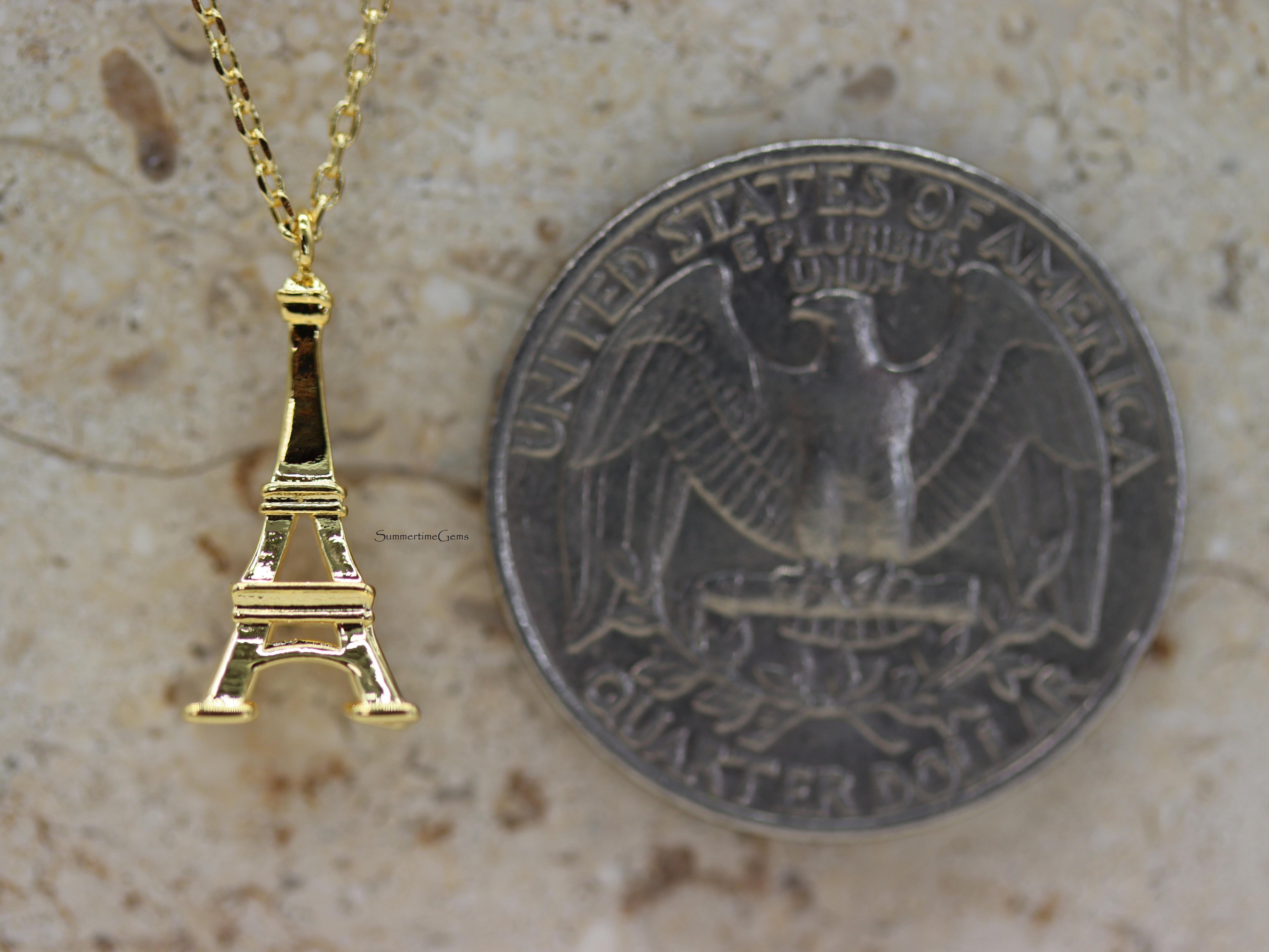 STG 18K Gold Plated Dainty 3D Eiffel Tower Pendant Necklace – Paris-Inspired Jewelry for Dreamers and Travelers