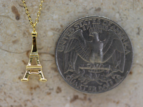 STG 18K Gold Plated Dainty 3D Eiffel Tower Pendant Necklace – Paris-Inspired Jewelry for Dreamers and Travelers