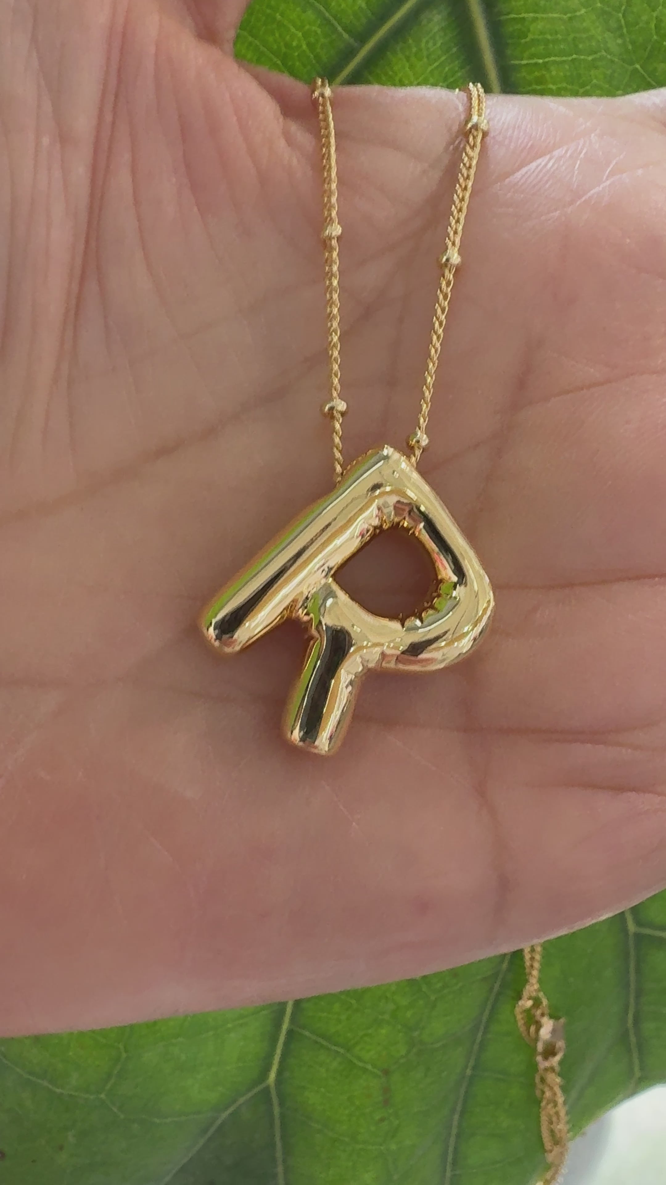 STG 18K Gold Plated Balloon Initial "R" Pendant Necklace – Trendy Puffy Letter Necklace for Bold Personalized Glam