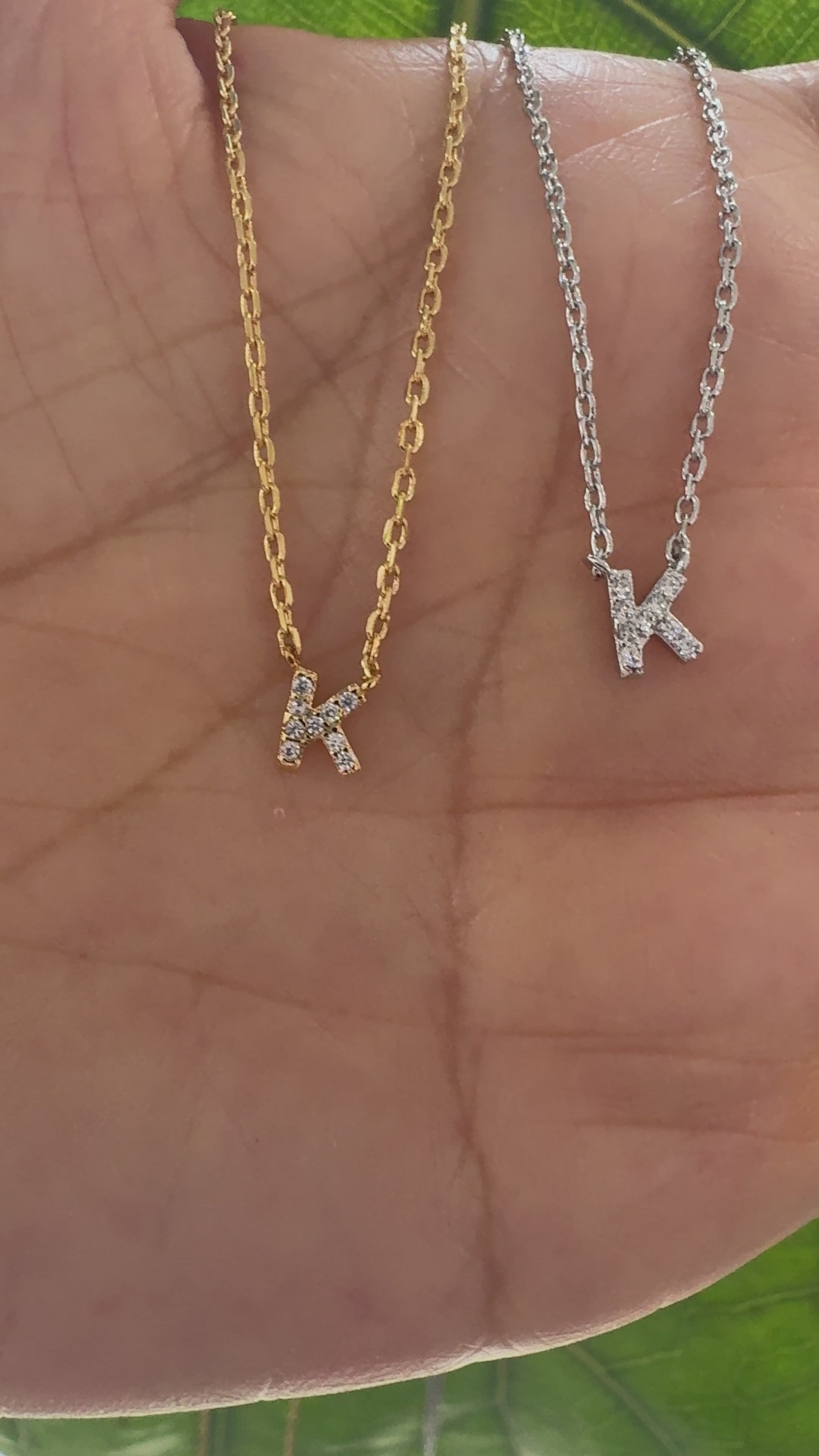 STG 18K Gold Plated Dainty Mini Rhinestone Initial "K" Pendant Necklace – Personalized Letter Jewelry for Women
