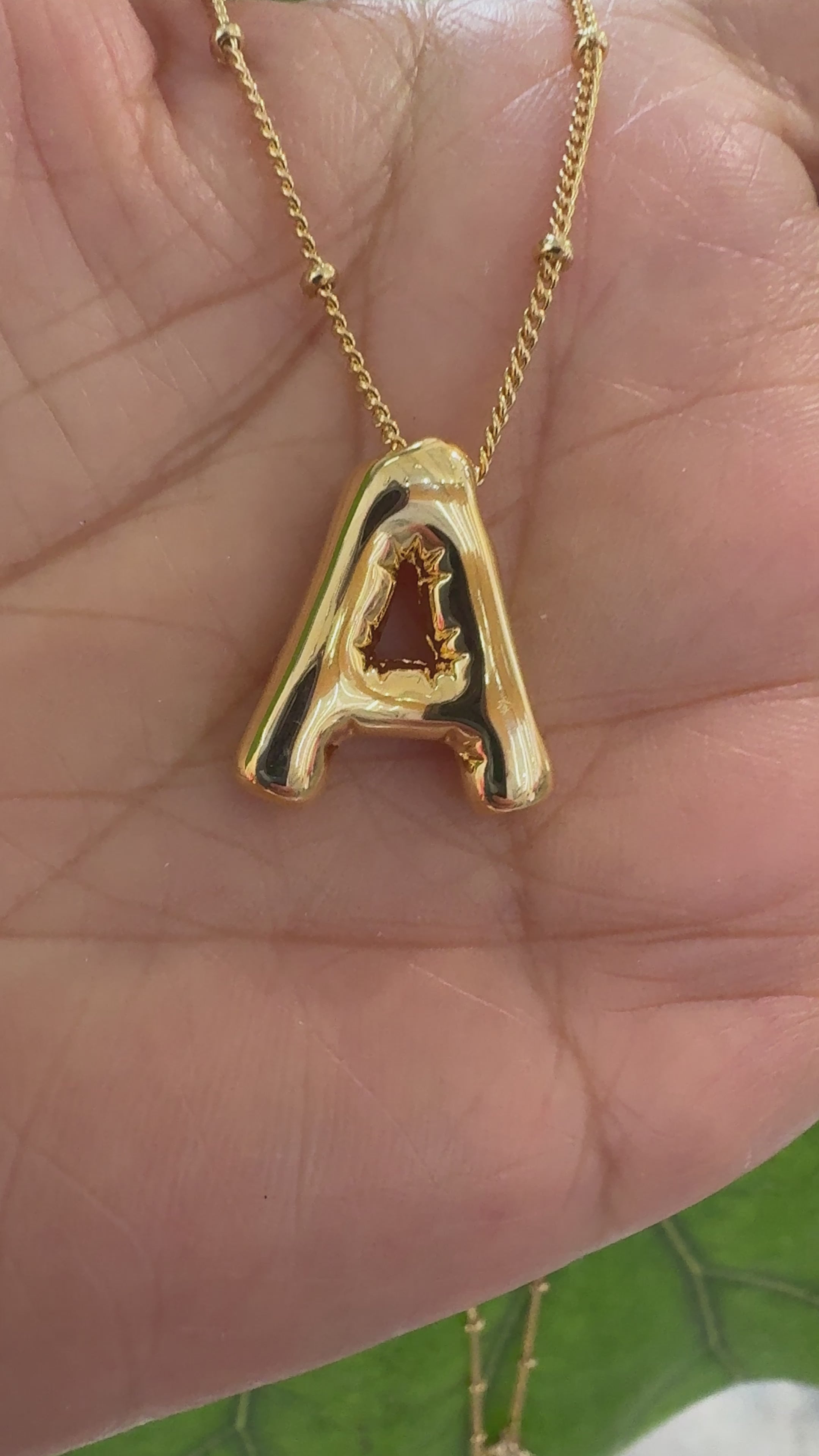 STG 18K Gold Plated Balloon Initial "A" Pendant Necklace – Trendy Puffy Letter Necklace for Personalized Everyday Glam