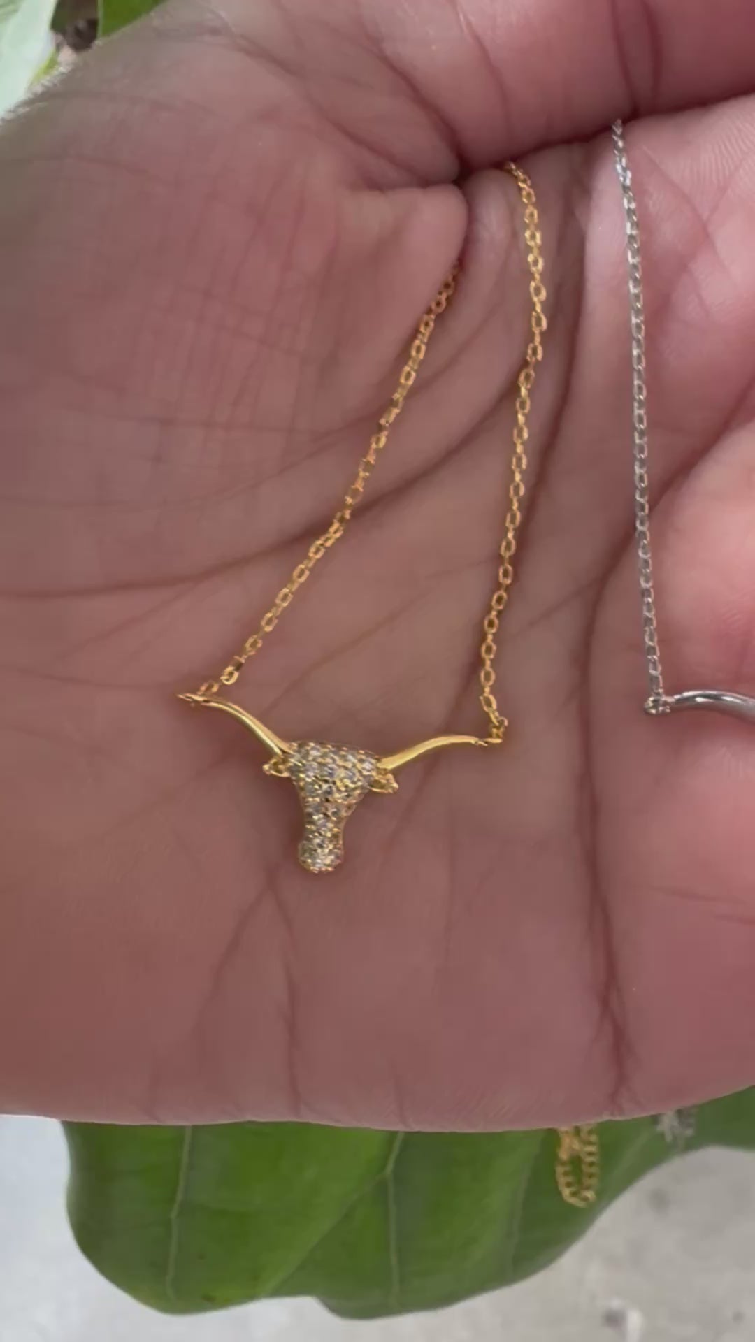 STG 14K Gold Plated CZ Bull Head Pendant Necklace – Sparkly Western Rodeo Jewelry for Bold Statement Style