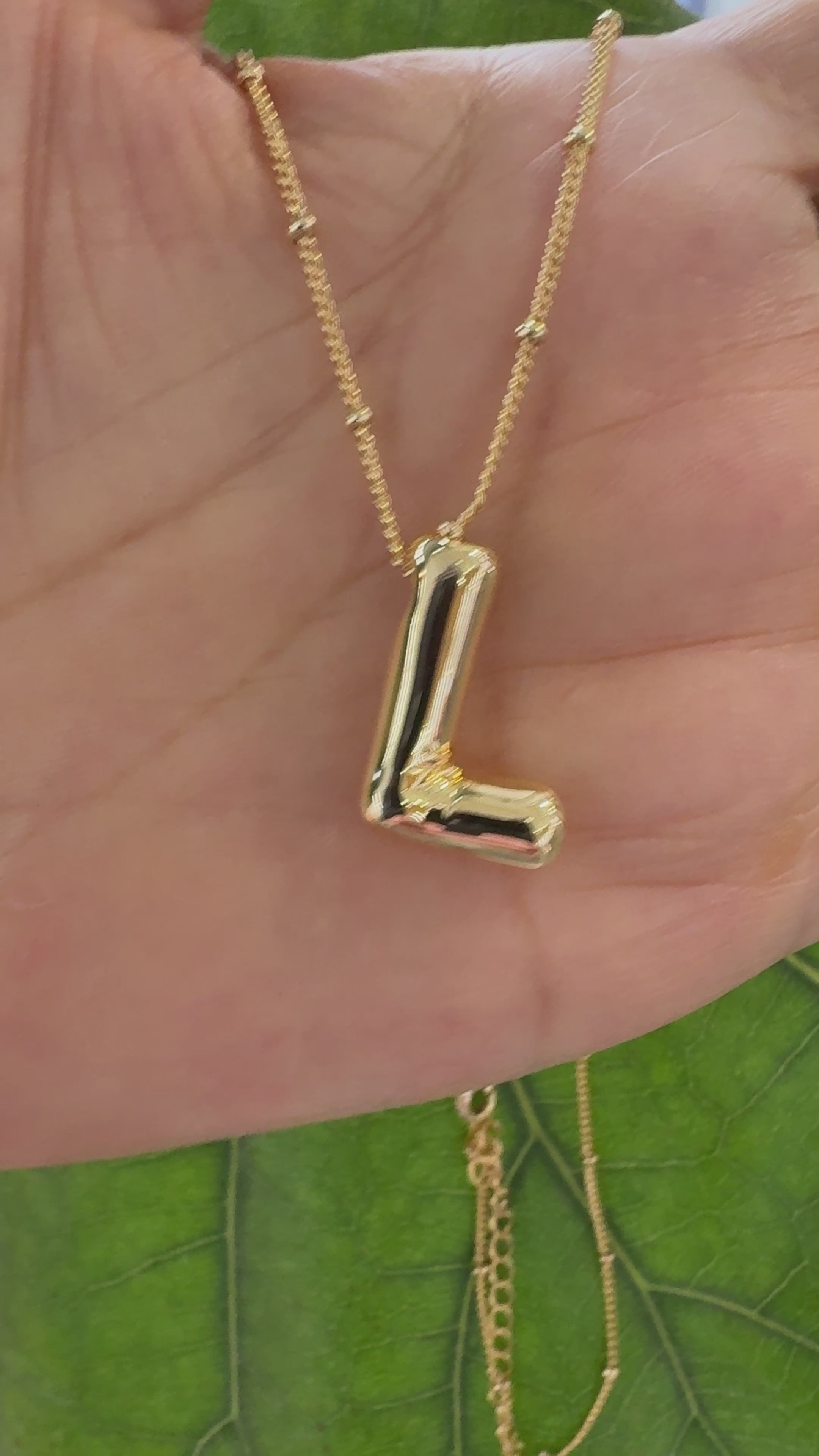 STG 18K Gold Plated Balloon Initial "L" Pendant Necklace – Trendy Puffy Letter Necklace for Personalized Everyday Shine