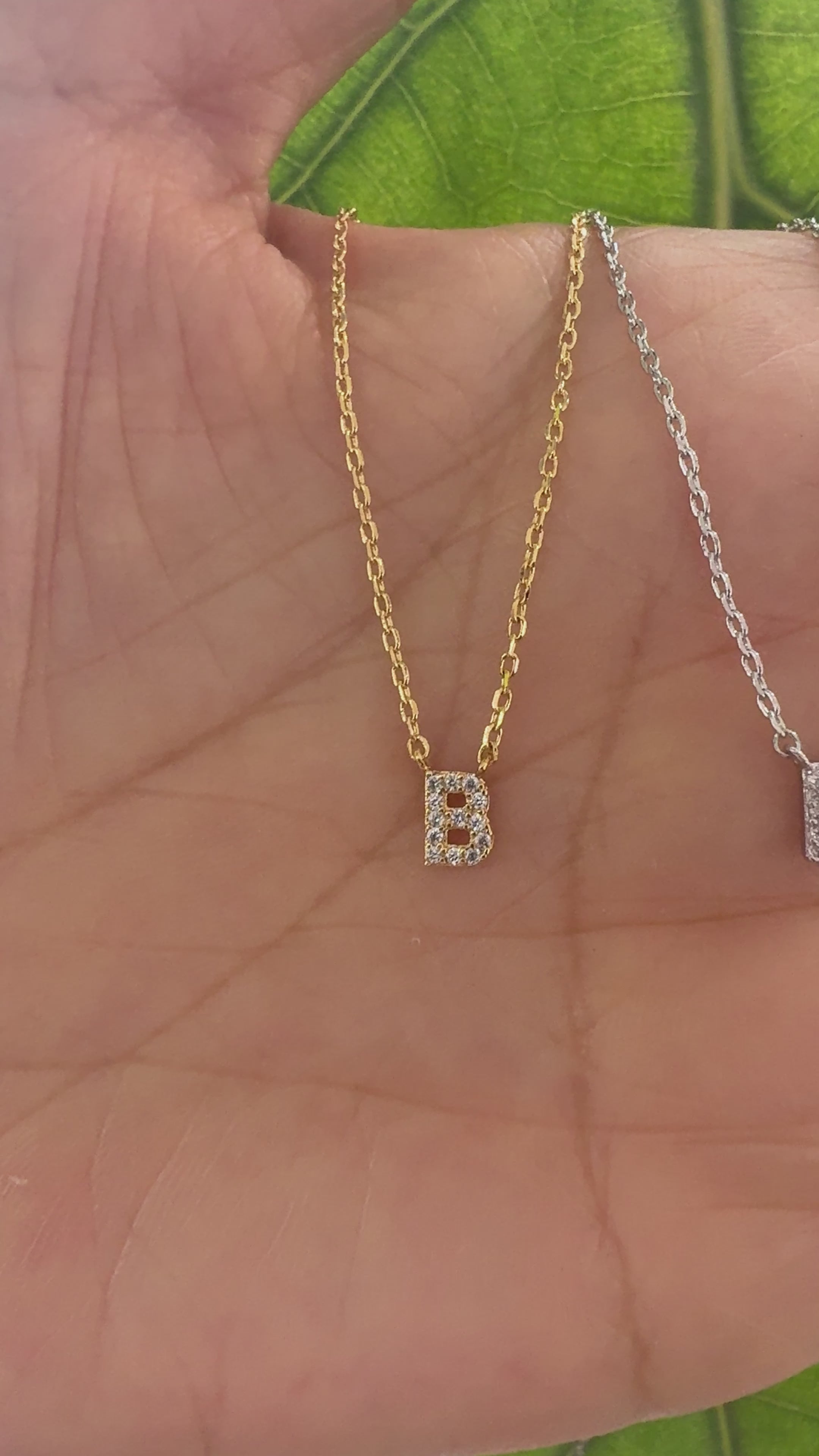 STG 18K Gold Plated Dainty Mini Rhinestone Initial "B" Pendant Necklace – Sparkly Personalized Letter Jewelry Gift