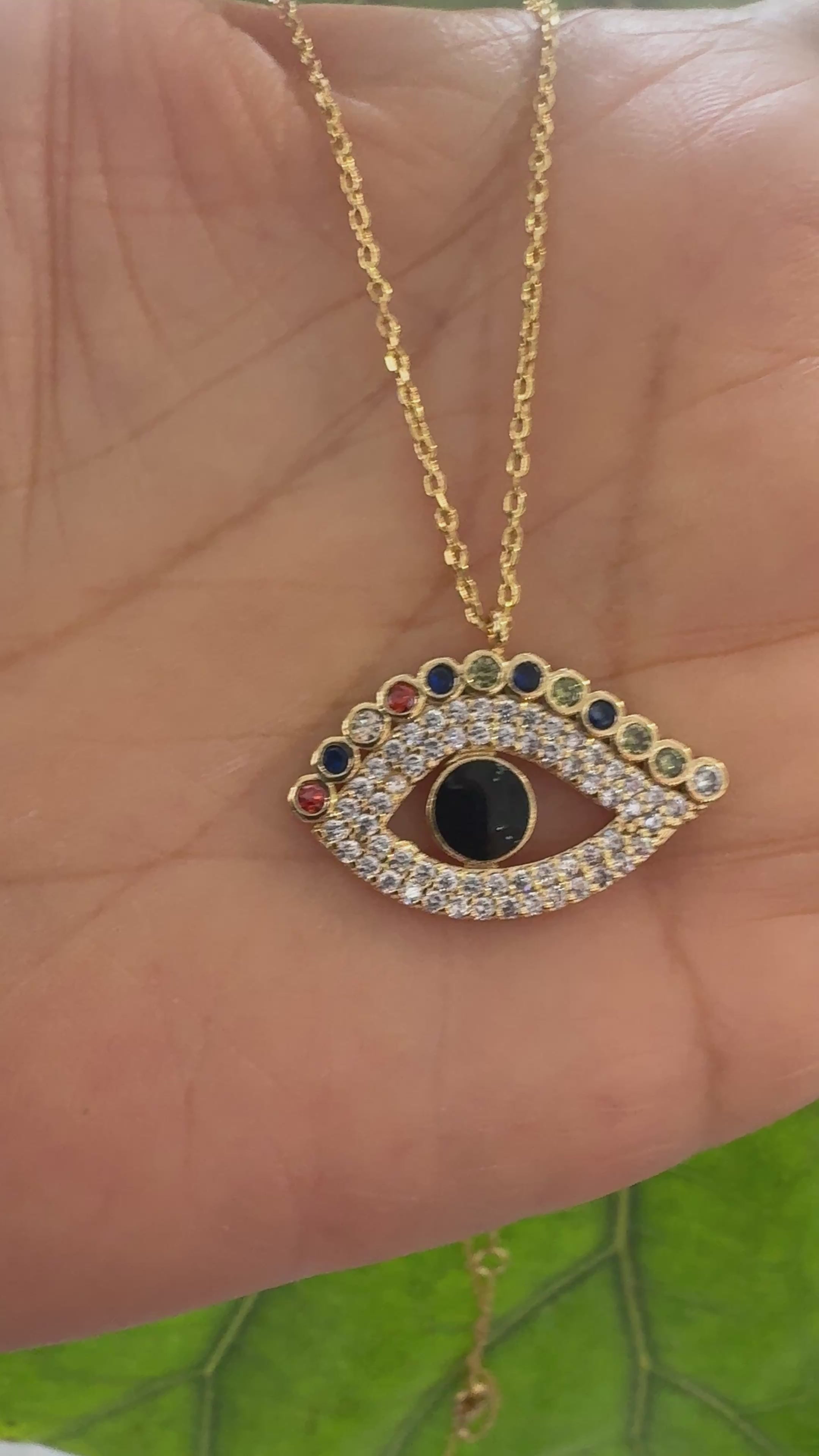 STG 18K Gold Plated CZ Evil Eye Pendant Necklace – Dainty Protection Jewelry with Sparkling Cubic Zirconia