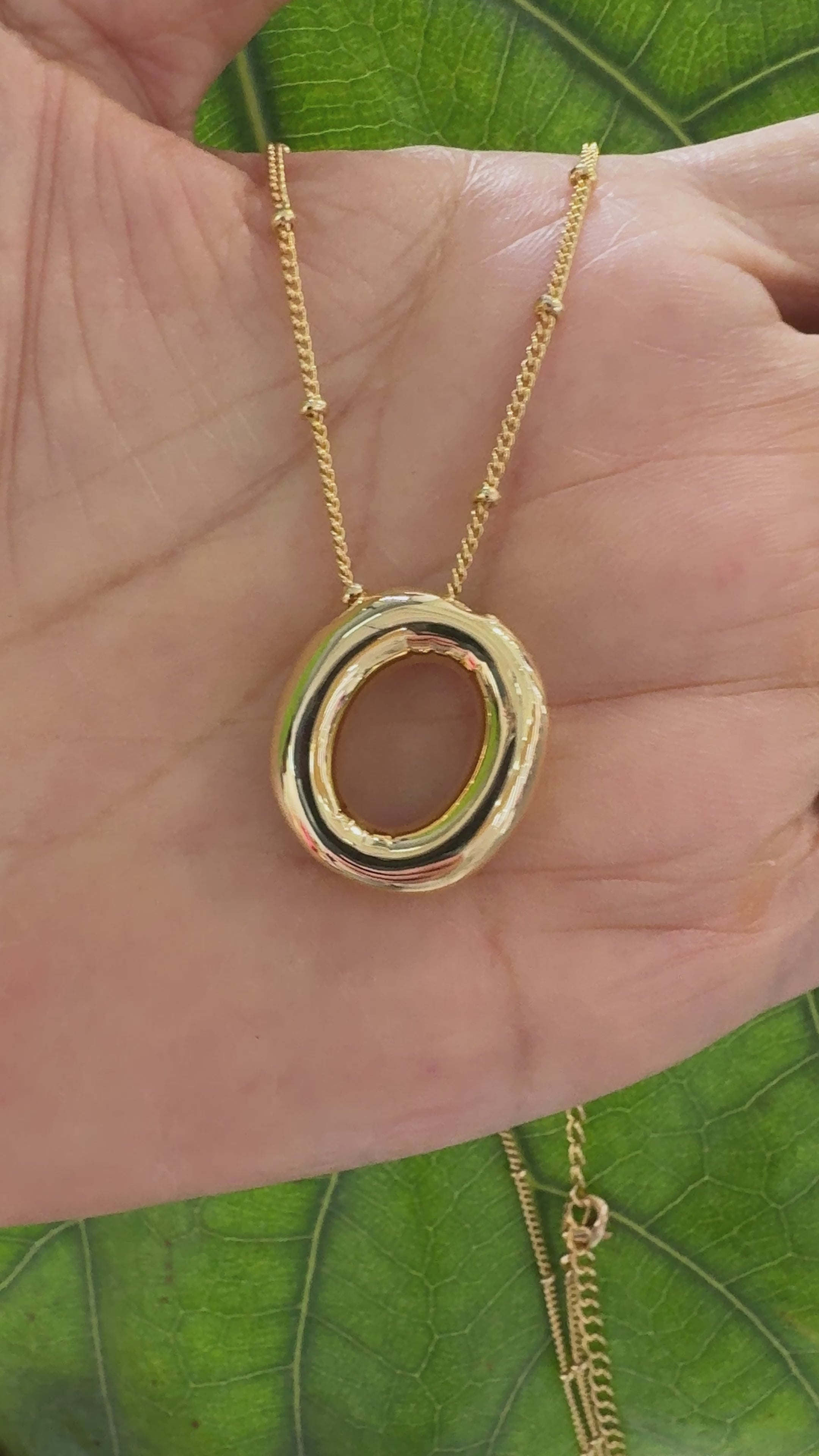 STG 18K Gold Plated Balloon Initial "O" Pendant Necklace – Trendy Puffy Letter Necklace for Personalized Everyday Glam