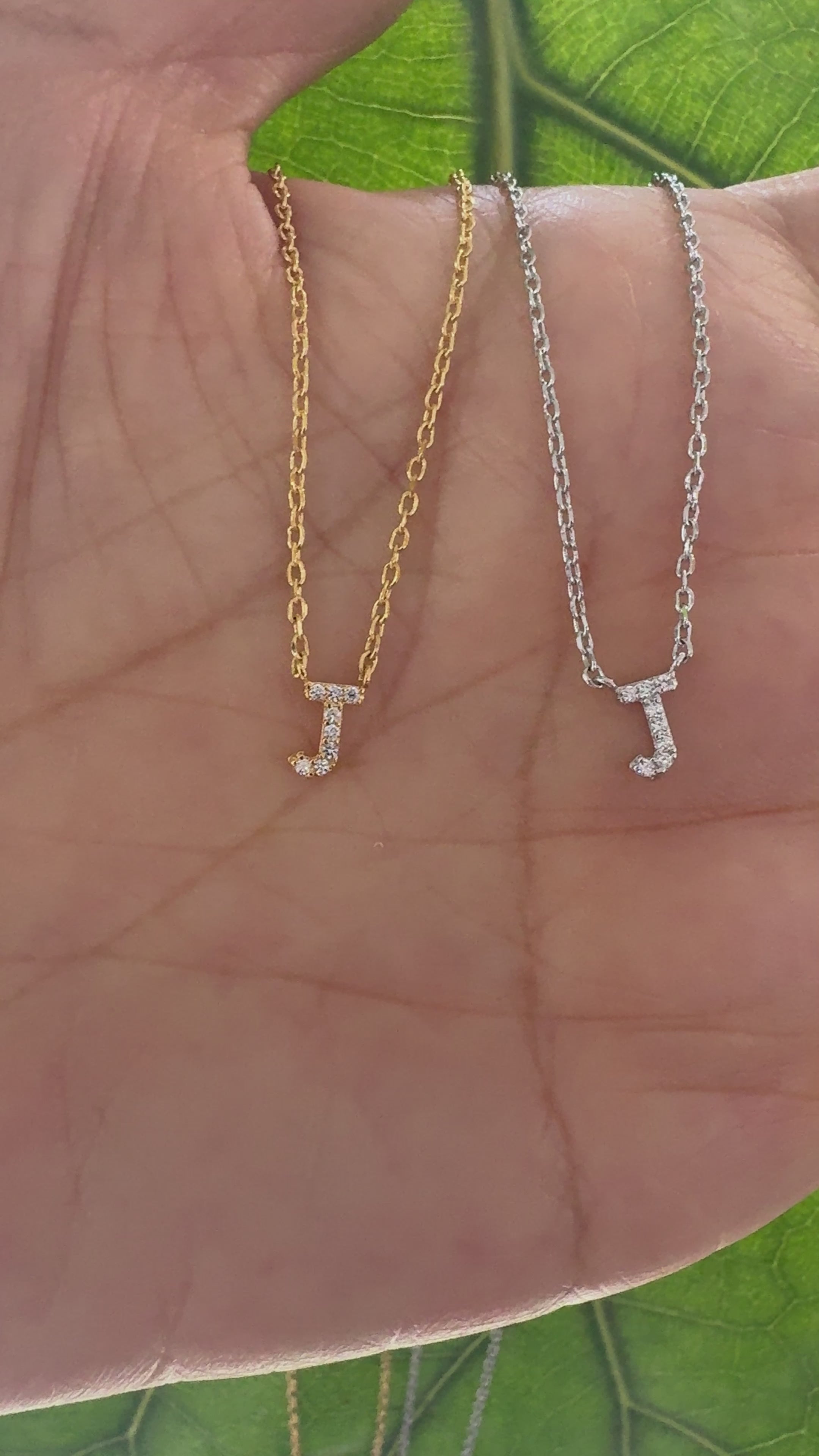 STG 18K Gold Plated Dainty Mini Rhinestone Initial "J" Pendant Necklace – Personalized Sparkly Jewelry Gift