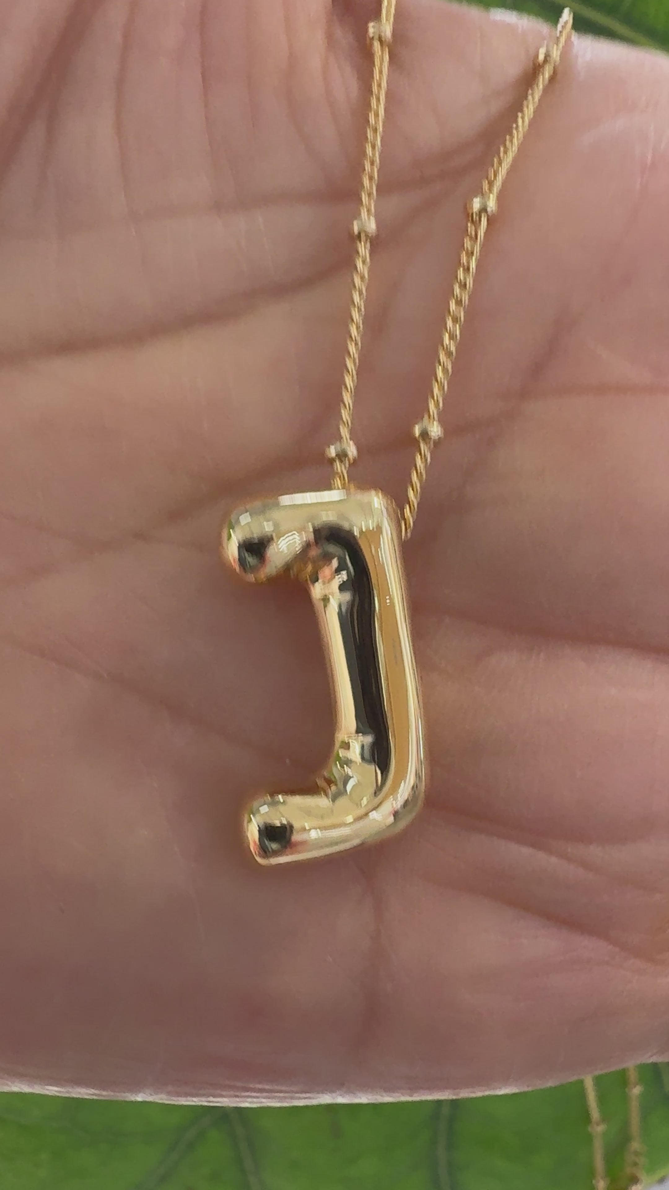 STG 18K Gold Plated Balloon Initial "J" Pendant Necklace – Trendy Puffy Letter Necklace for Personalized Everyday Glam