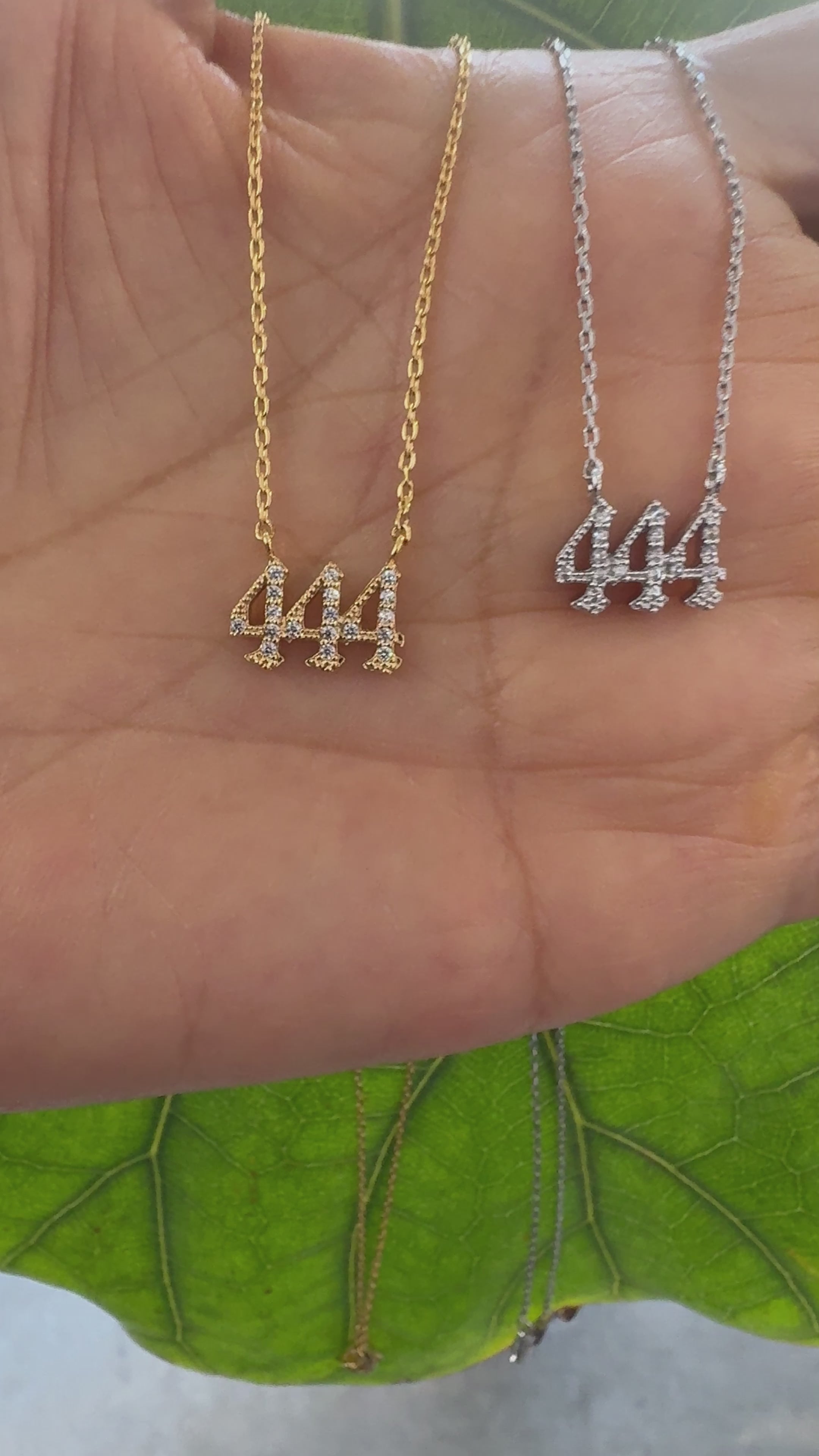 STG 18K Gold Plated Pave Angel Number 444 Pendant Necklace – Spiritual Protection Jewelry