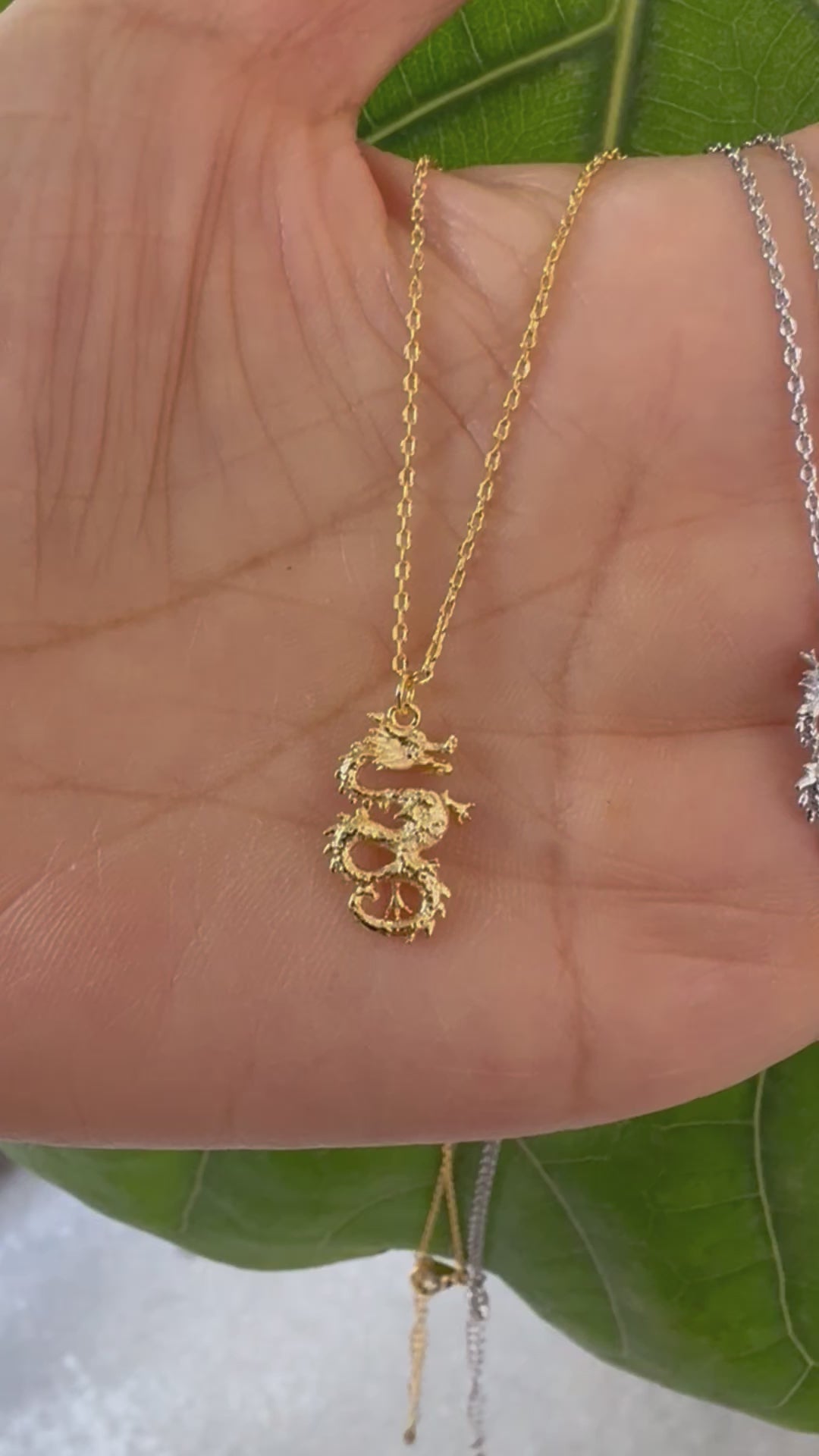 STG 18K Gold Plated Dragon Pendant Necklace – Bold Mythical Creature Jewelry for Strength and Power