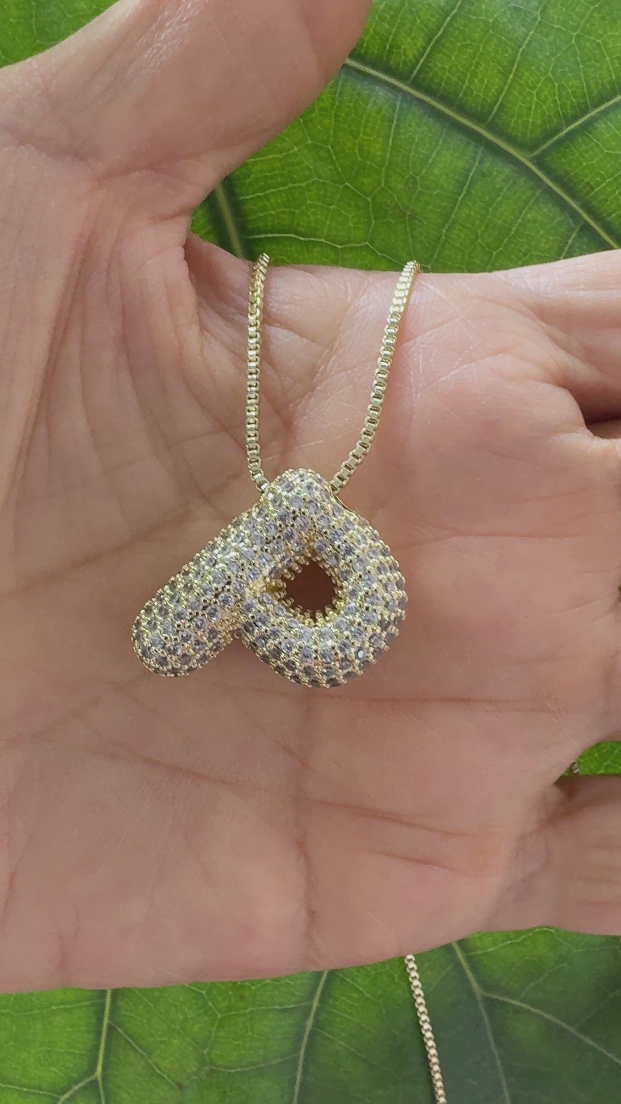 STG Pave Bubble Initial "P" Pendant Necklace – Trendy 100% Alloy Rhinestone Letter Necklace for Personalized Sparkle