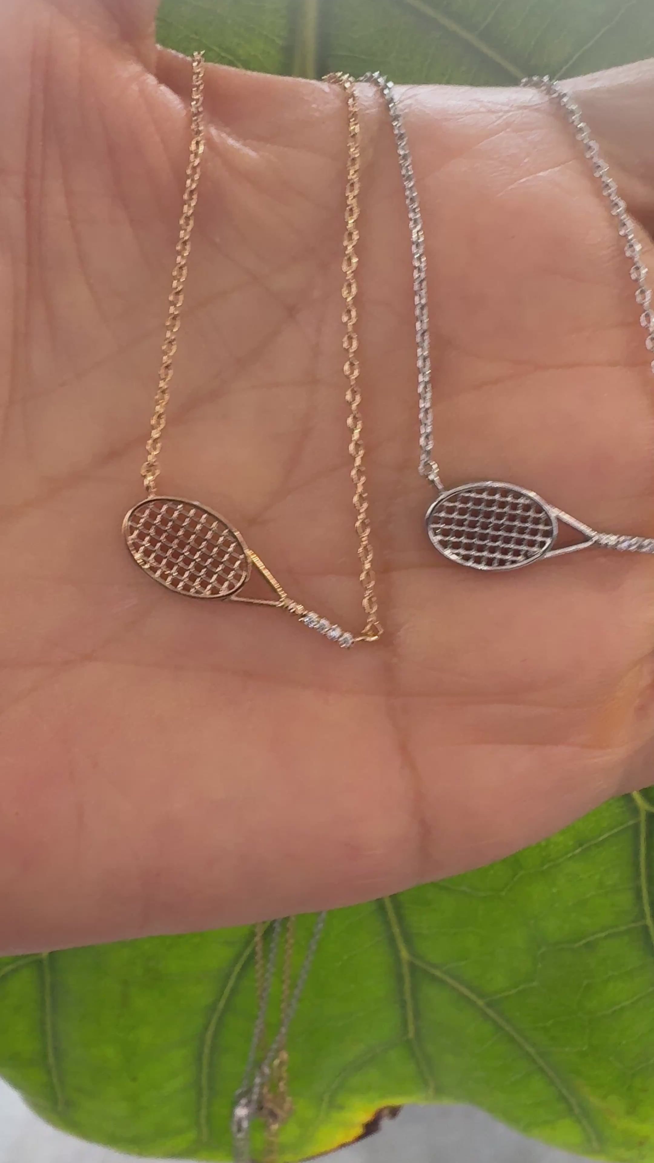 STG 18K Gold Plated Tennis Racket Pendant Necklace – Sporty & Stylish Jewelry for Tennis Lovers