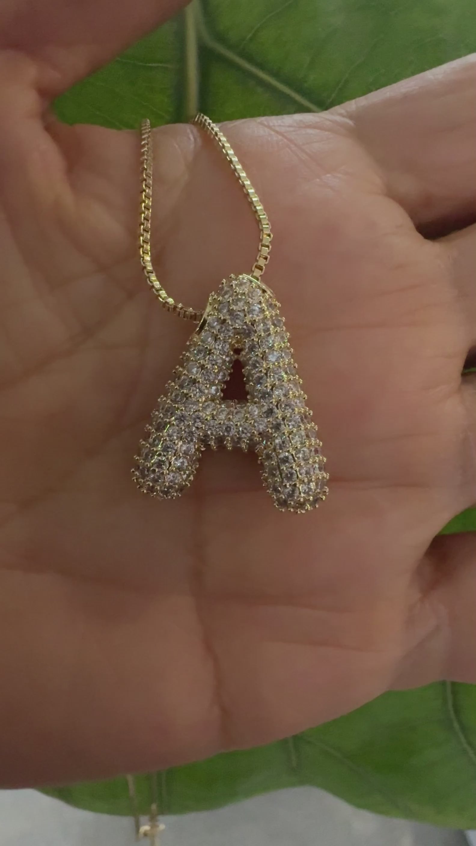 STG Pave Bubble Initial "A" Pendant Necklace – Trendy Custom Letter Necklace in 100% Alloy with Sparkling Rhinestones