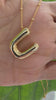 STG 18K Gold Plated Balloon Initial "U" Pendant Necklace – Trendy Puffy Letter Necklace for Personalized Everyday Style