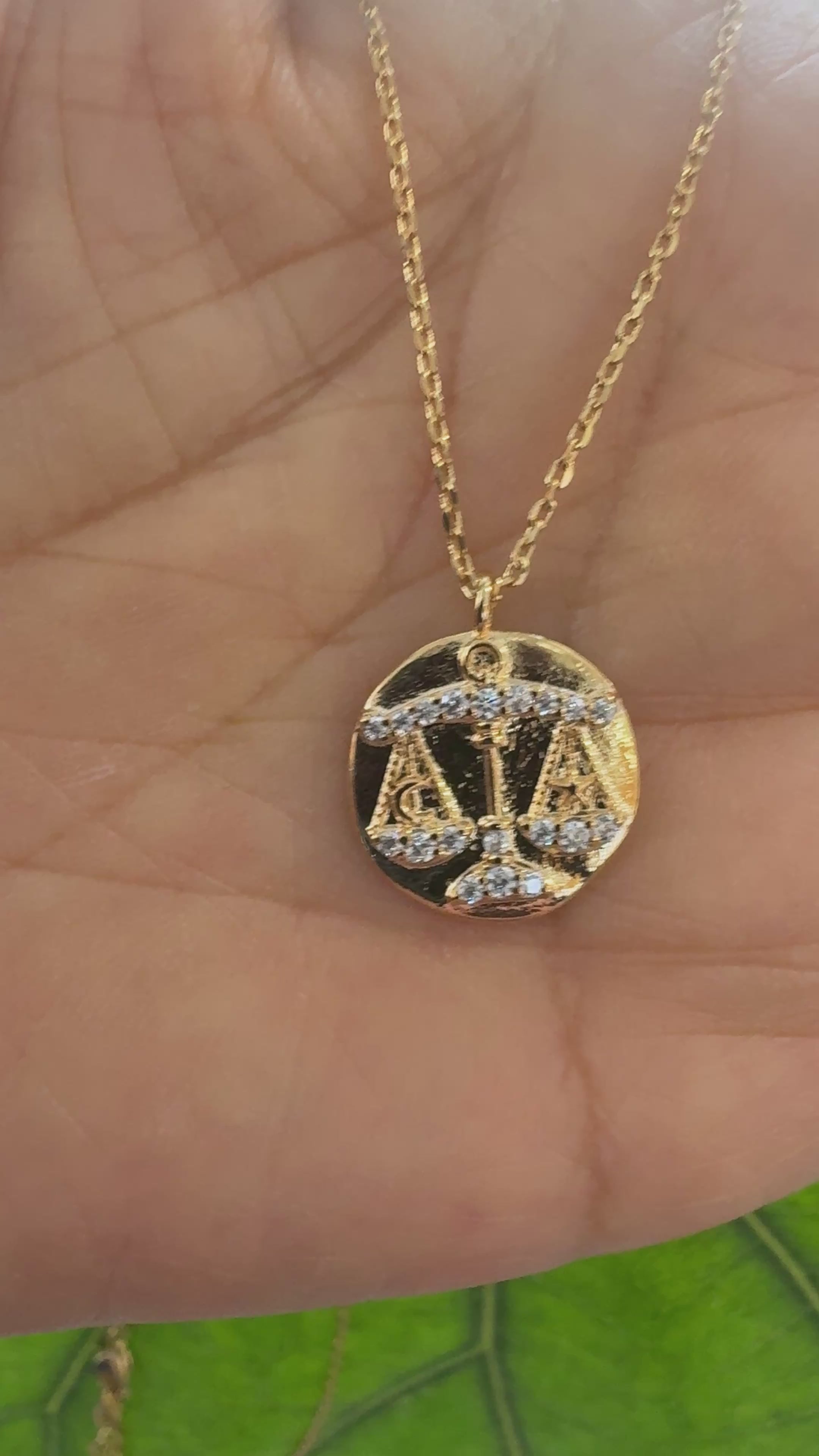 STG 18K Gold Plated Libra Constellation Zodiac Pendant Necklace (September 23 – October 22) – Elegant Astrology Jewelry for Balance and Beauty