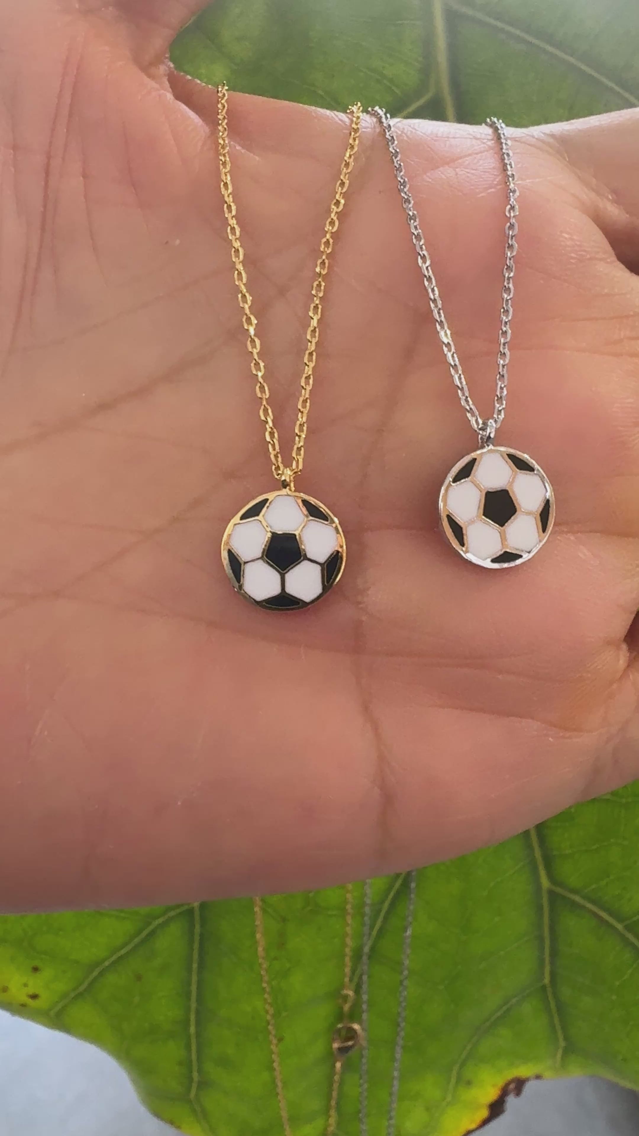 STG 18K Gold Plated Epoxy Soccer Ball Pendant Necklace – Sporty and Stylish Jewelry for Soccer Fans & Players