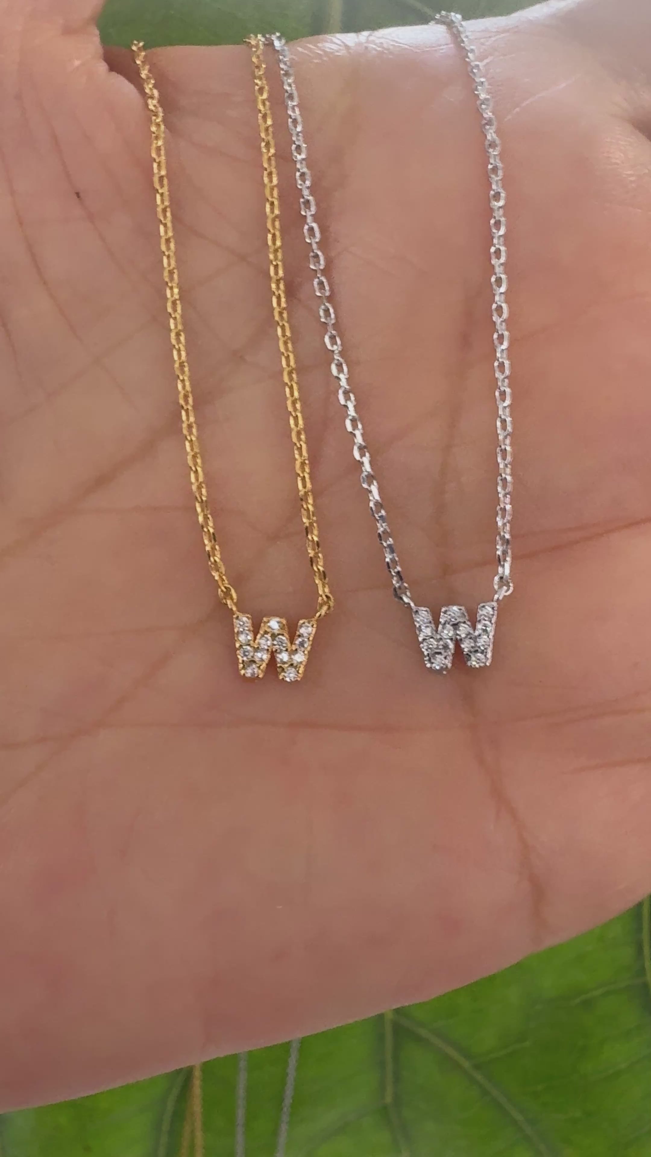 STG 18K Gold Plated Dainty Mini Rhinestone Initial "W" Pendant Necklace – Sparkly Personalized Jewelry Gift for Everyday Wear