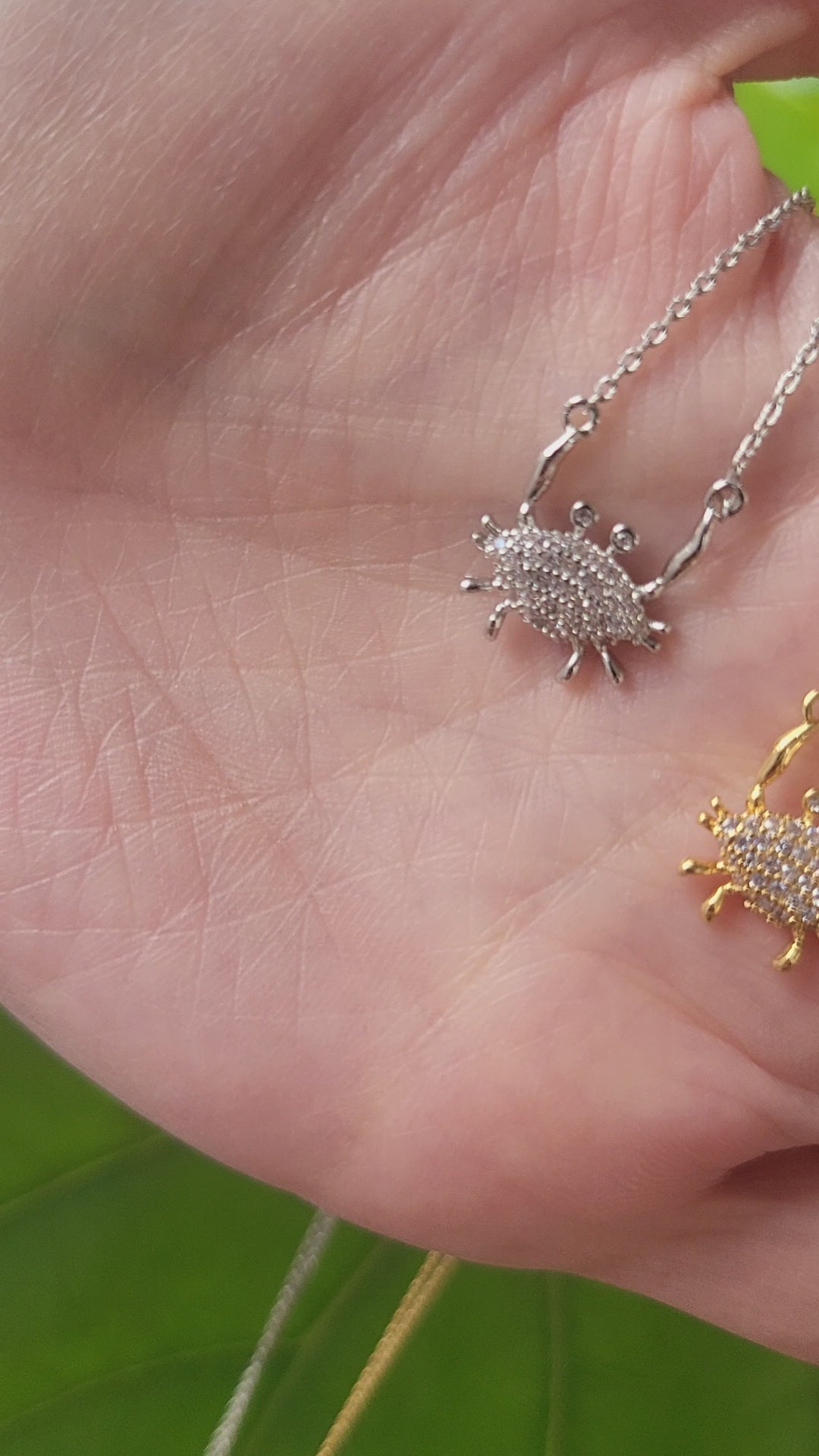 STG 18K Gold Plated CZ Crab Pendant Necklace for Women – Dainty Zodiac Cancer Jewelry Gift