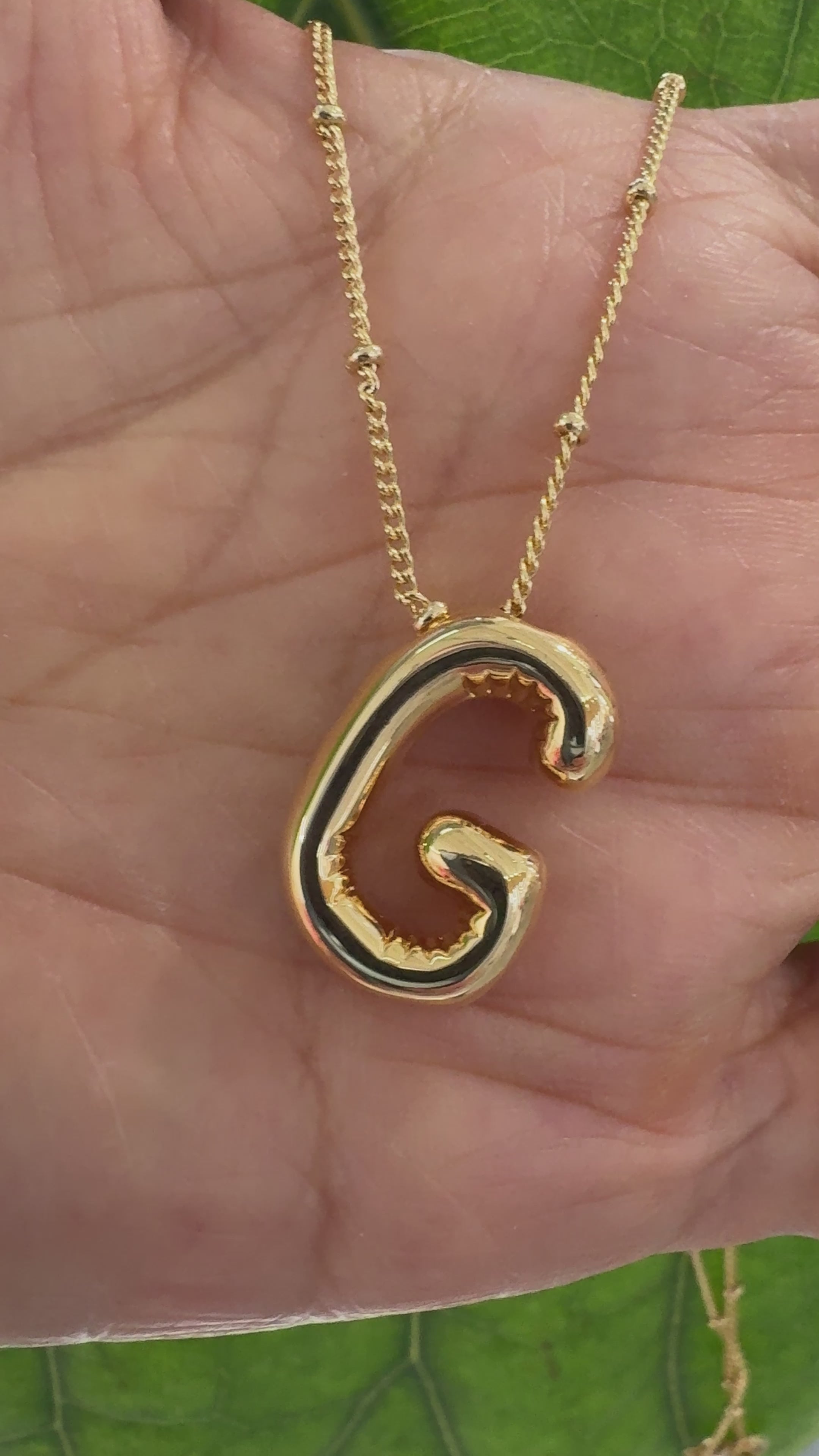 STG 18K Gold Plated Balloon Initial "G" Pendant Necklace – Trendy Puffy Letter Necklace for Personalized Glam