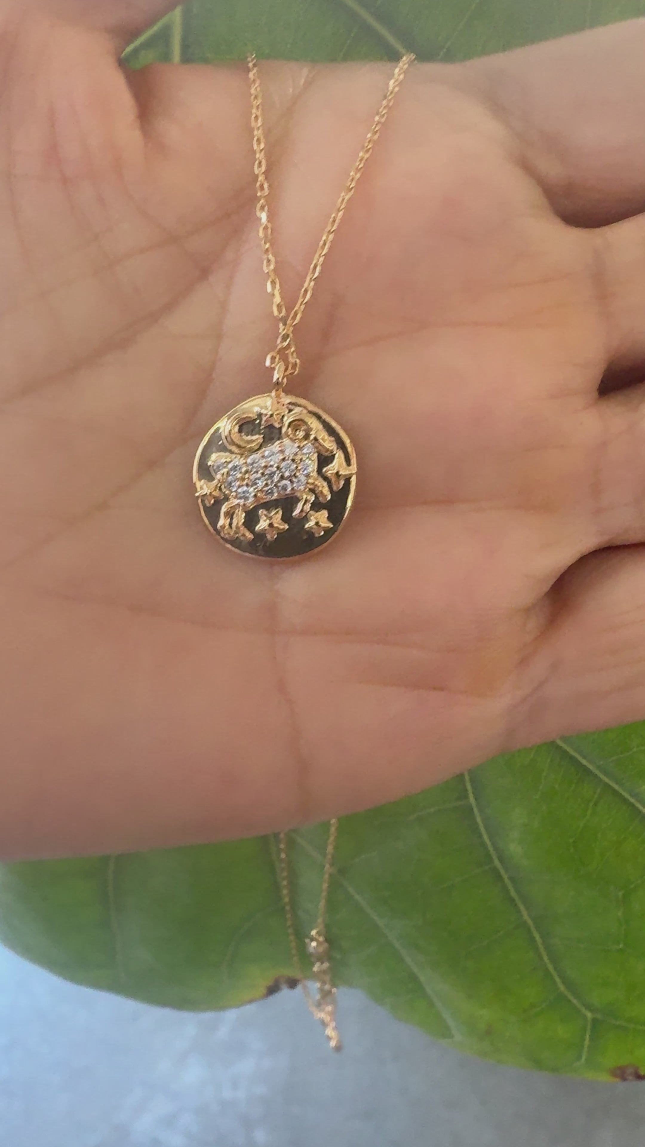 STG 18K Gold Plated Aries Constellation Zodiac Pendant Necklace (March 21 – April 19) – Bold & Fiery Astrology Jewelry