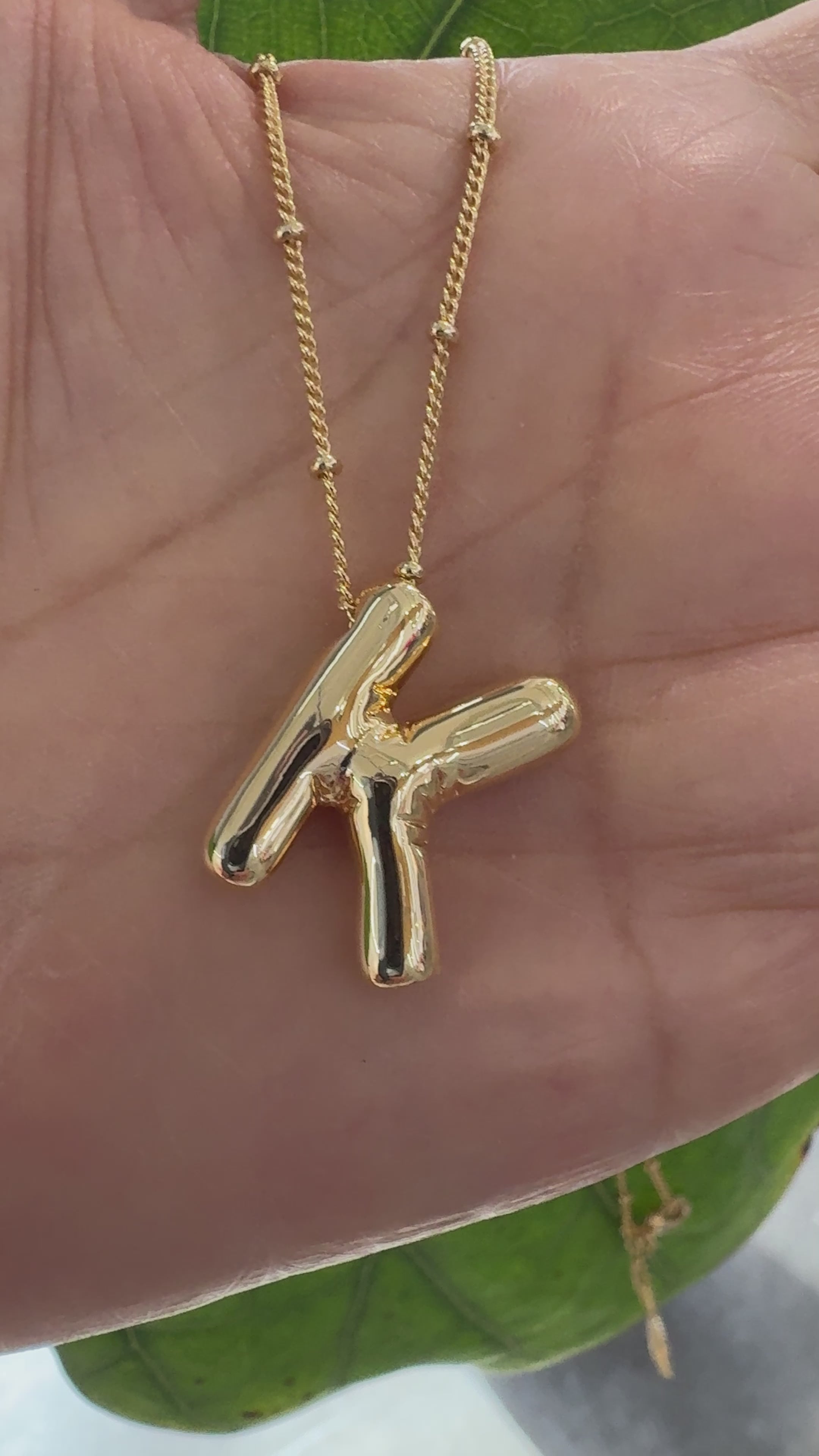 STG 18K Gold Plated Balloon Initial "K" Pendant Necklace – Trendy Puffy Letter Necklace for Personalized Everyday Glam