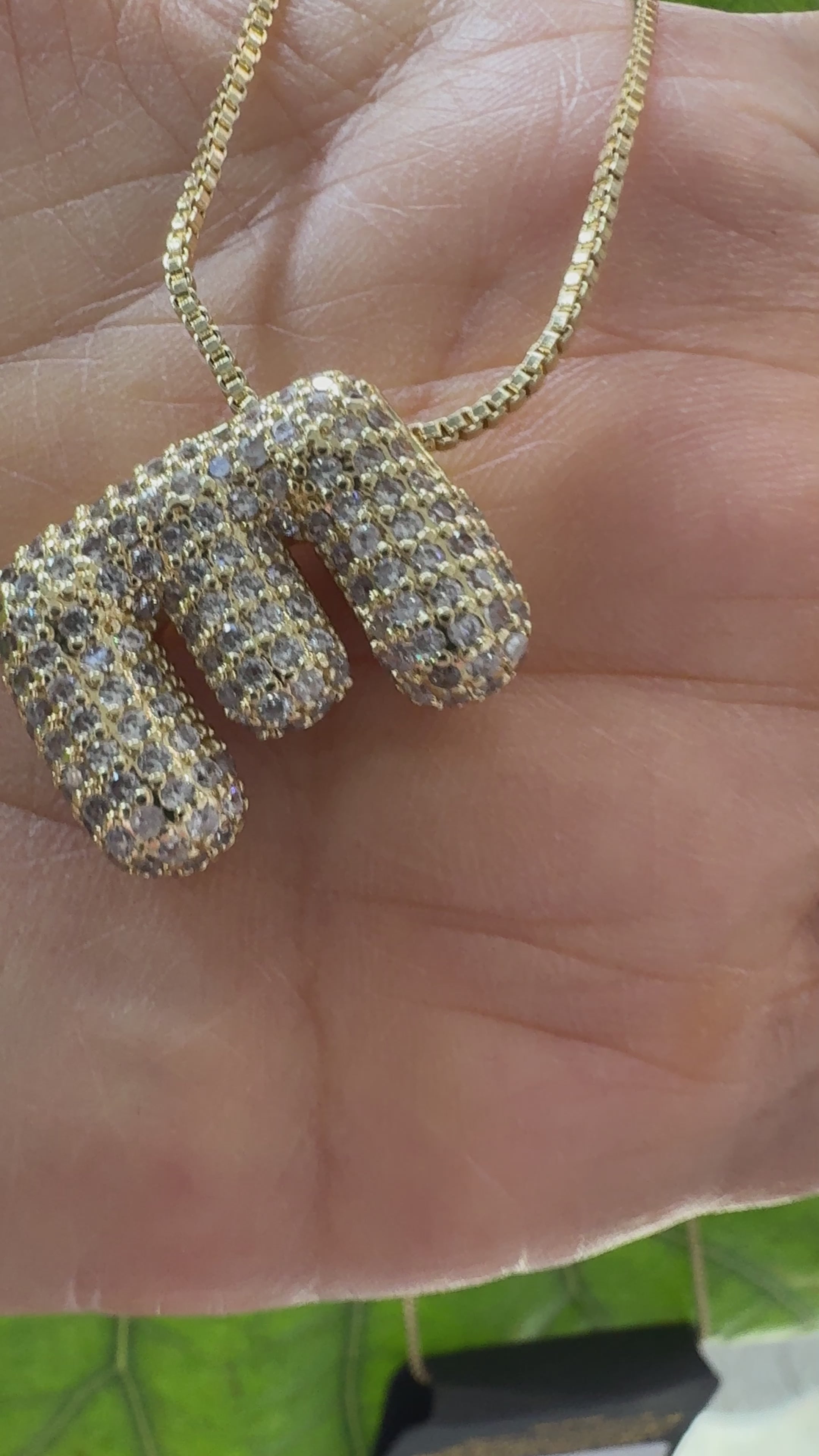 STG Pave Bubble Initial "E" Pendant Necklace – Trendy 100% Alloy Rhinestone Letter Necklace for Personalized Sparkle