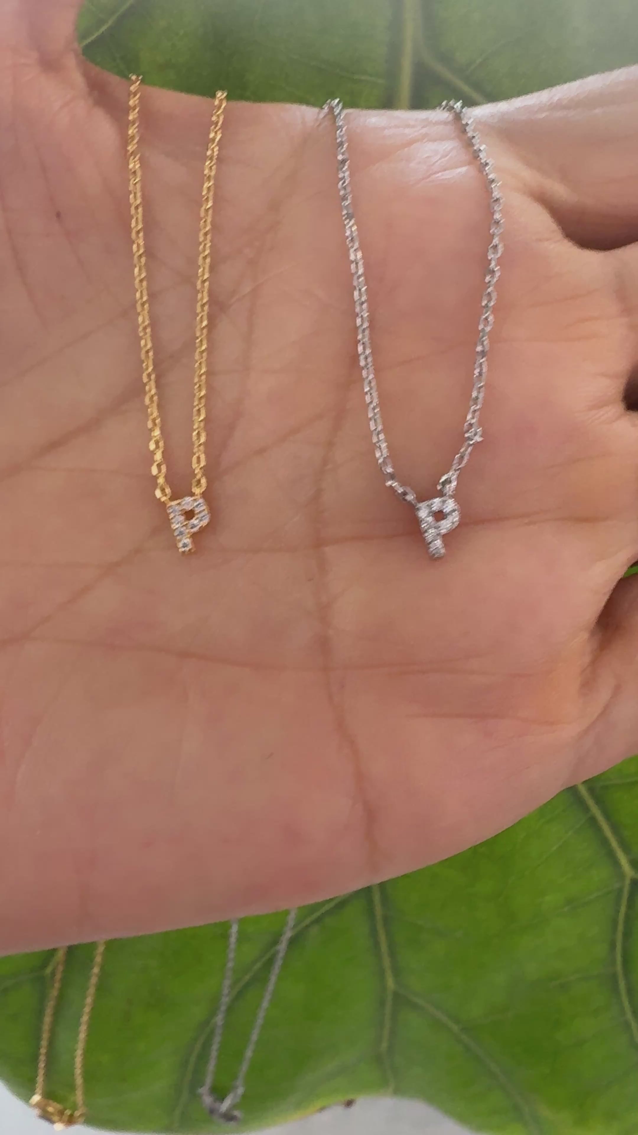 STG 18K Gold Plated Dainty Mini Rhinestone Initial "P" Pendant Necklace – Sparkly Personalized Letter Jewelry Gift